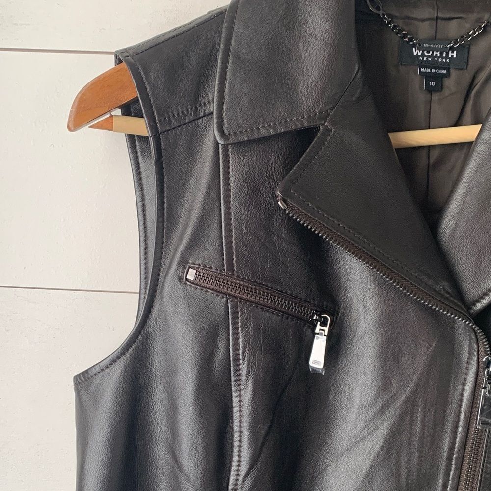 Worth New York dark chocolate brown Leather Moto Vest – Size 10 (NWOT) - Picture 6 of 10